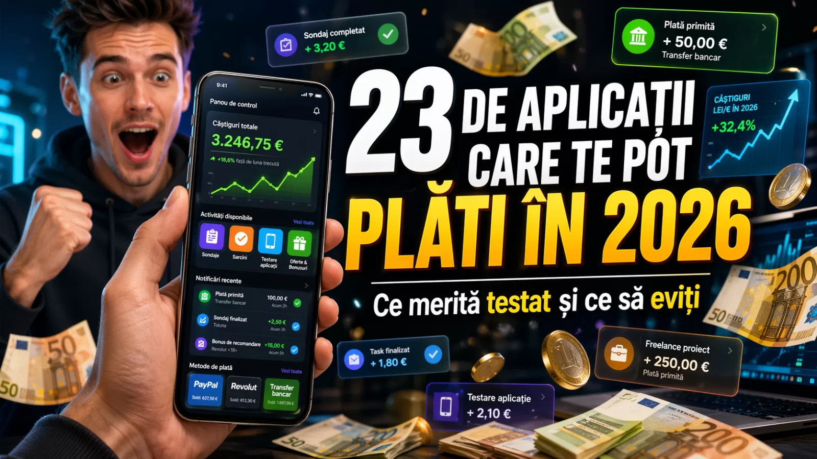 23 de aplicații care chiar te pot plăti în 2026: ce folosește lumea și ce merită testat