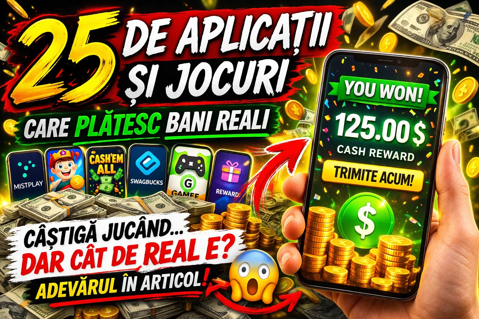 25 de Aplicații și Jocuri Care Te Plătesc Real: Câștigă Bani Jucând pe Telefon sau Calculator